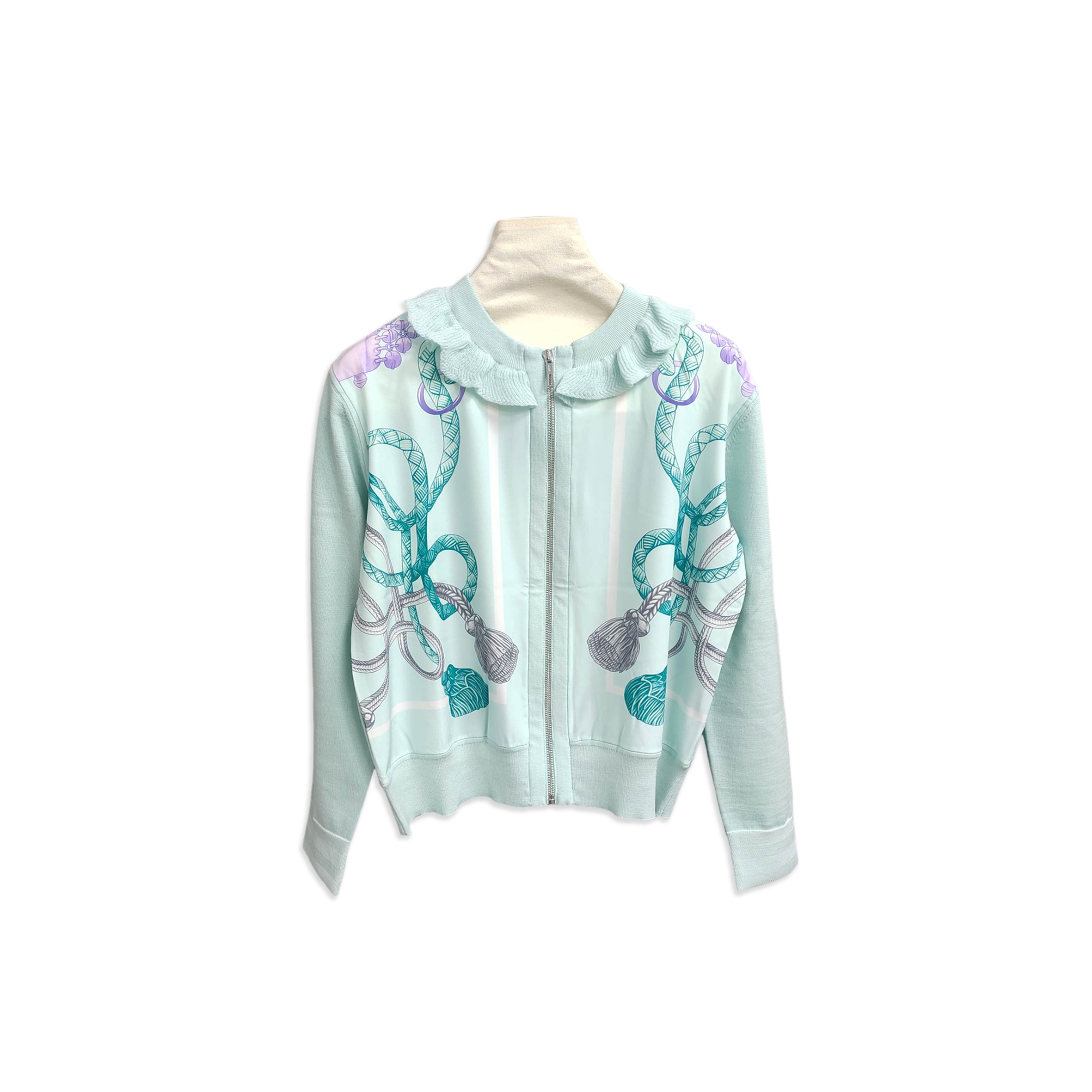 HERMES PALEFROI REMIX LONG-SLEEVE TWILLAINE CARDIGAN H5H2804DL0834